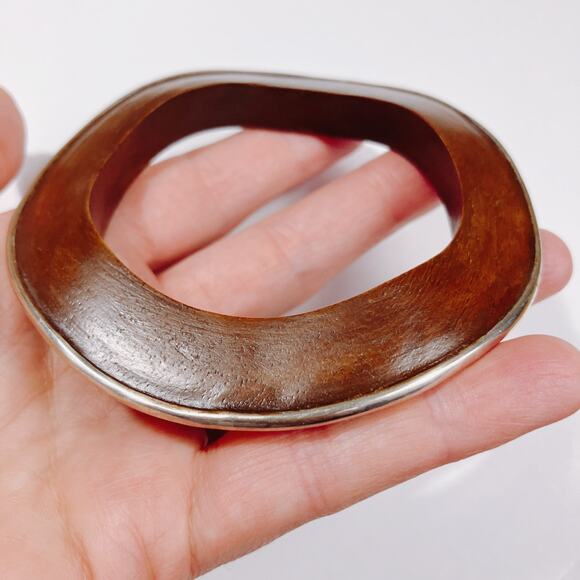 Signed Silpada B1662 Sterling Silver Rosewood Asymmetrical Cuff Bracelet Boho - Picture 6 of 10